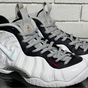 Nike Air Foamposite Pro White Black Red Size 9 Excellent Condition Sneakers